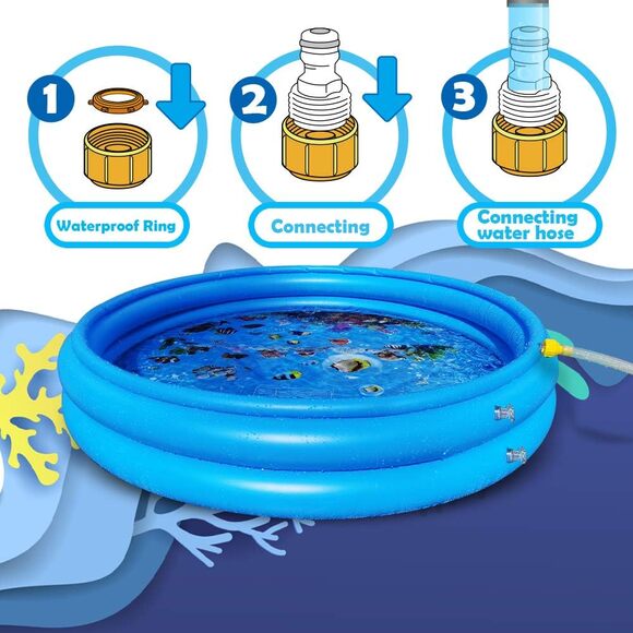 Inflatable Kiddie Pool with Sprinkler for Kids - 120cm 60" Baby Pool for Summer - Picture 8 of 16